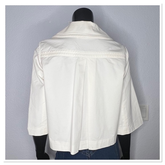Trina Turk Cropped Swing Jacket 3/4 Bell Sleeves Wide Collar Cotton Blend Sz 6 - Picture 4 of 7